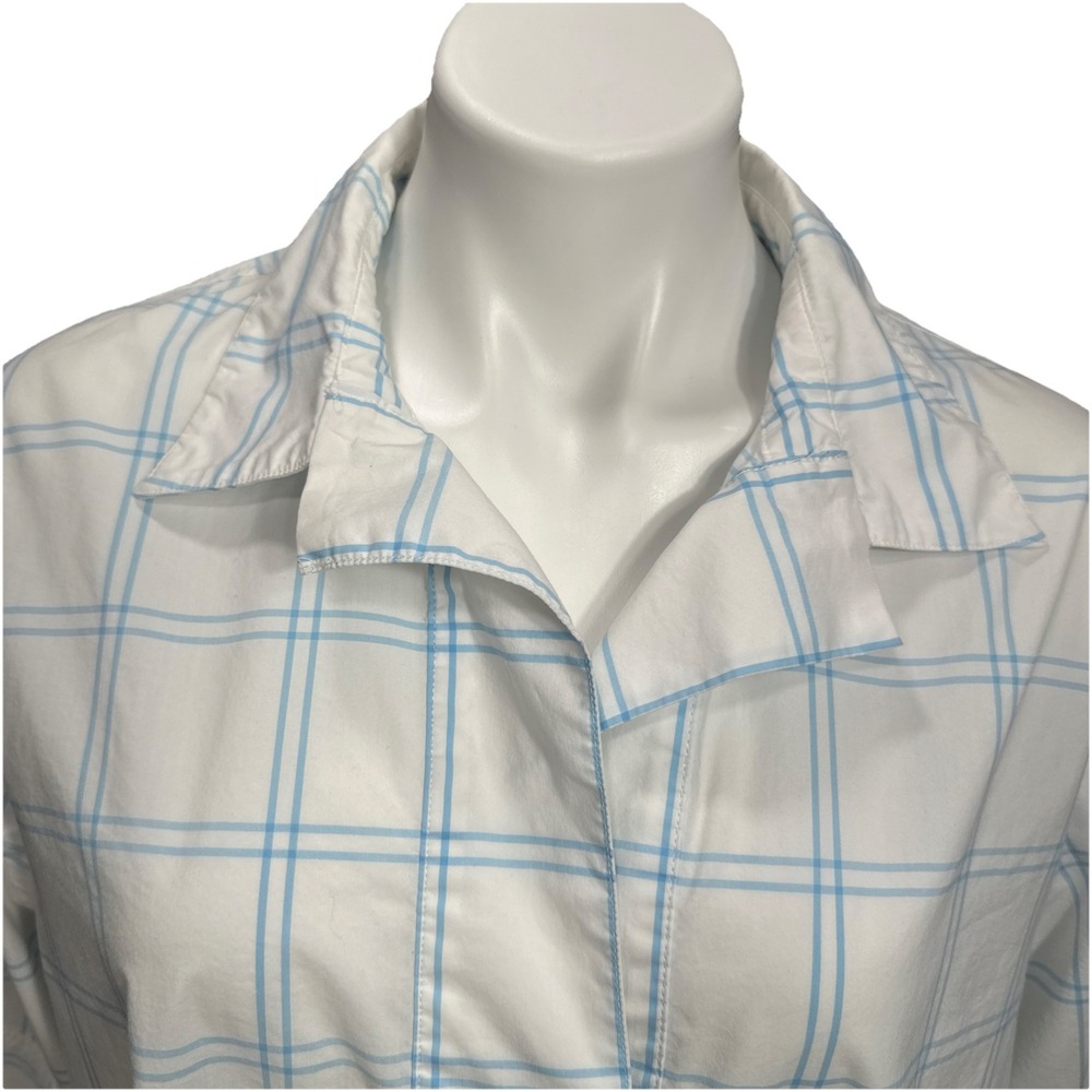 Lands' End 1X Women's Checkered Stretch Cotton Collared Tunic Summer - Picture 2 of 7